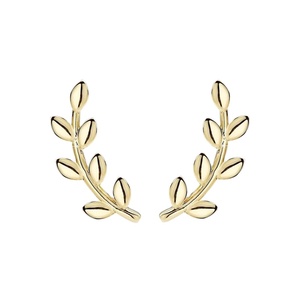 Boucles d'oreilles clous en argent sterling S925 plaqué or 18 carats ROXI, style minimaliste tendance, motif feuille, pour femmes - Product Image 1