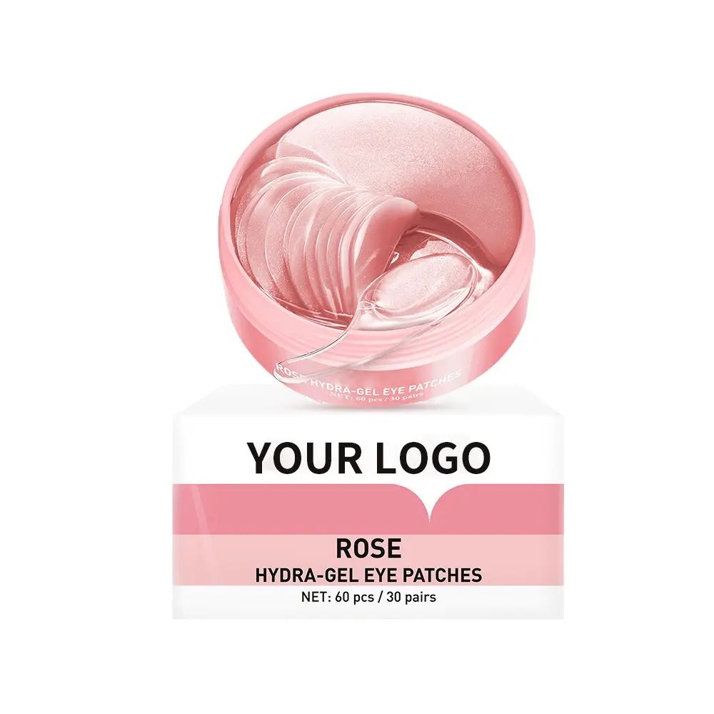 Vente en gros Marque privée Coussinets pour les yeux en gel de collagène anti-humidité et anti-rides personnalisés Feuille de masque pour les yeux en gel de rose Taille de voyage en cristal