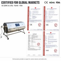 Grill Rotatif Automatique pour Porc et Agneau Entiers 1548mm en Acier Inoxydable 304 avec Moteur Optionnel 15W 30W 45W Gaz Charbon CE-EMC