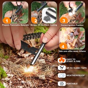 Allume-feu <span class=keywords><strong>de</strong></span> survie EDC en ferrocérium avec tige <span class=keywords><strong>de</strong></span> magnésium perforée, poignée en paracorde et sifflet d'urgence - Product Image 3