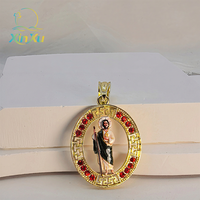Pendentif religieux en alliage émaillé de qualité supérieure avec incrustation de strass pour la collection de bijoux San Judas Tadeo et Santa Muerte