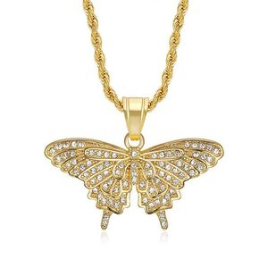 Hip Hop Iced Out Zircon Butterfly Trendy Pvd 2024 Colgante de acero inoxidable Collares de joyería de moda fina para 316l para hombres - Product Image 1