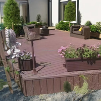 Plancher de terrasse en bois composite 3D pour piscine extérieure, anti-UV, lisse, en PE