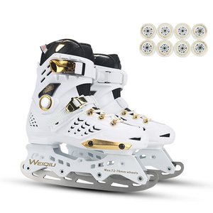 Patins à <span class=keywords><strong>glace</strong></span> convertibles 2 en 1 pour adultes, lame en acier inoxydable, roues en PU, bottes de patinage sur <span class=keywords><strong>glace</strong></span>, <span class=keywords><strong>freestyle</strong></span>, taille 36-44 - Product Image 1