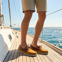 Chaussures bateau décontractées pour hommes, en cuir nubuck huilé marron, cousues à la main, souples, respirantes, confortables, couleur jaune vif, pour l'été