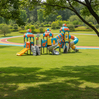 Grande structure de jeux pour enfants en plein air, toboggan en acier et en plastique pour usage commercial - Équipement de parc d'attractions de haute qualité