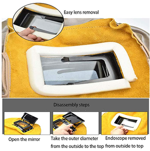 Casco <span class=keywords><strong>de</strong></span> soldadura <span class=keywords><strong>de</strong></span> cuero con flor <span class=keywords><strong>de</strong></span> fuego <span class=keywords><strong>de</strong></span> doble tapa, tapa protectora <span class=keywords><strong>de</strong></span> <span class=keywords><strong>seguro</strong></span> laboral, resistente al fuego y elegante - Product Image 4