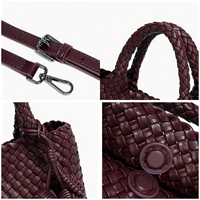 Sac fourre-tout tissé de luxe fait main avec poignée nouée et décorations en boule, sac à bandoulière en cuir PU de qualité supérieure, sac à main de créateur
