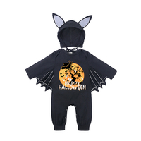 En gros, Combinaison de chauve-souris pour nouveau-né, vêtements pour bébé, barboteuse en coton à manches longues, tenue noire avec ailes 3D et chapeaux à oreilles