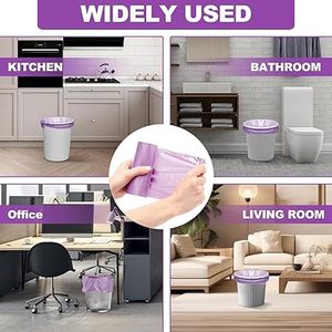 Huamaohengchun100PCS Thick And Durable Portable Purple Drawstring Scented Trash Bag, Suitable for <b>Kitchen</b>, Bathroom, Bedroom - Product Image 5