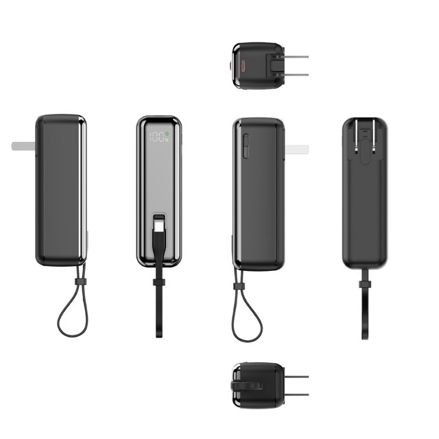 New 5000mAh AC Wall Plug Power Bank 22.5W Fast Charging Portable Charger, Compact Built-in Plug Mini Battery Pack for iPhone
