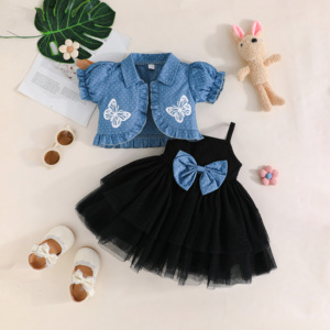 Vestido Casual Vaquero de Manga Corta para Bebé Niña de 3 a 24 Meses, con Flores, Transpirable, de Spandex/Algodón - Product Image 2