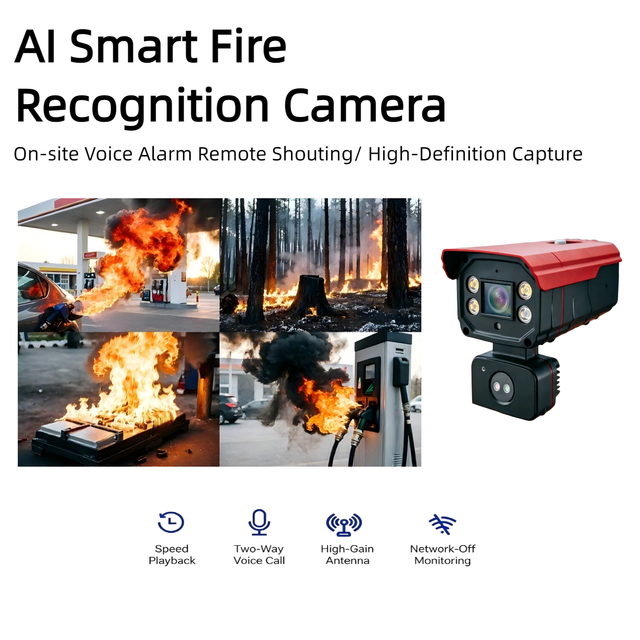 Bova 2MP AI Fire Smoke Detection Bullet Camera Two-way Audio Night Vision POE/WiFi/4G IP66 -40~+85C Extreme Temp Range Cloud