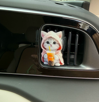 Diffuseur d'air solide à clipser pour grille d'aération de voiture, design chaton mignon, avec parfum rafraîchissant et parfum de voiture