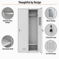 Armoire de rangement métallique à 2 portes, gain de place, compartiments verrouillables, en acier, pour vestiaire d'employés - Prix de gros
