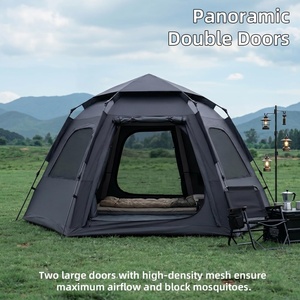 Tenda Esagonale Stile Yurt Doppia Quattro Stagioni Pieghevole Portatile da Campeggio Rinforzata in Tessuto Oxford Impermeabile 1500-2000mm - Product Image 5