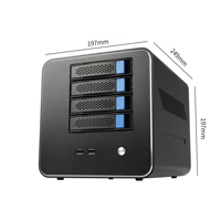 Hota-Mini ITX 4Bay NAS, serveur, en aluminium complet, avec carte mère J1900 et adaptateur