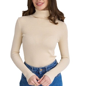Maglione Pullover a Maniche Lunghe con Collo Alto in Stile Coreano da Donna, Maglia a Coste con Logo Frontale, Moda Autunno Inverno - Product Image 3
