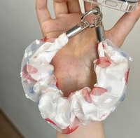 Herzförmiger Gepunkteter Doppelschichtiger Netz-Satin Handgelenkriemen mit Metallverschluss Schlüssel- und Handyhalter