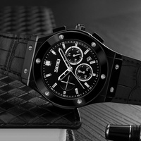 Montre à quartz pour homme SKMEI 9157, étanche 30 m, chronographe, date, bracelet en cuir et acier, montre sport