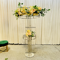 Décorations de table de mariage en acier inoxydable or brillant banquet événements support de fleurs de table