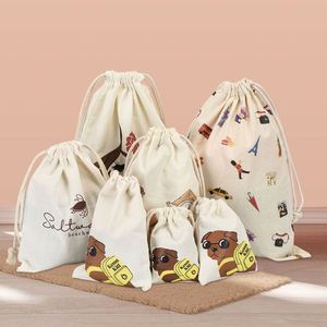 Sacs en toile de coton en gros pour bijoux, sacs à chaussures à cordon, sacs cadeaux, sacs à main personnalisés, housses anti-poussière avec impression de logo - Product Image 2