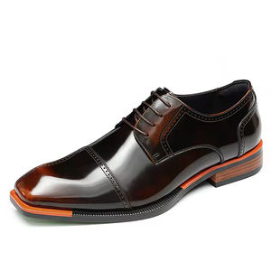 Zapatos de Hombre BusThree-Point Lace High Top 2025, Nuevos, de Cuero Genuino Brillante, Formales para Negocios, con Punta Cuadrada, para Novio, Boda, Otoño, con Suela de Goma - Product Image 6