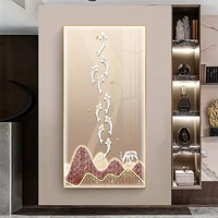 Lumière moderne Décoration de luxe Art mural Décoration de couloir en porcelaine de cristal abstraite personnalisée Peinture à lumière LED