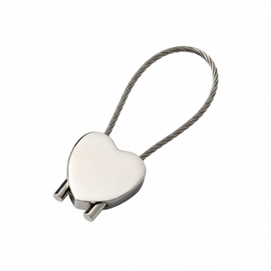 Portachiavi in Lega a Forma di Cuore con Cavo, Portachiavi in Metallo Personalizzato alla Moda, Stile Vintage Cartoonesco - Product Image 2