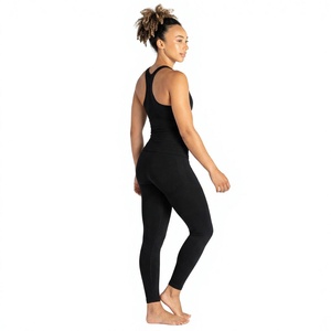 <b>Women</b> Black Seamless <b>Tank</b> <b>Top</b> With High Waist Leggings Set Breathable <b>Knitted</b> Workout Wear For Gym Training - Product Image 1