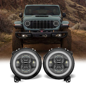 Phare 9 pouces hi/lo <span class=keywords><strong>bema</strong></span> avec halo indicateur jaune DRL Pour les phares d'usine sont halogènes de remplacement adaptés pour Jeep JL 2018 + - Product Image 1