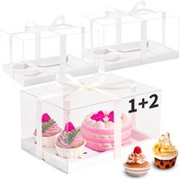 Boîte de présentation pour cupcakes avec couvercle transparent, 4/6/9/12 compartiments, avec insert pour gâteaux et muffins, emballage en carton blanc et rose pour pâtisseries