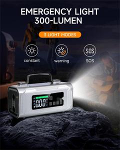 เครื่องช่วยสตาร์ทรถยนต์แบบไร้สาย แบตเตอรี่ทรงพลัง 8000MAH สำหรับรถยนต์ที่ใช้น้ำมันเบนซินไม่เกิน 4 ลิตร แรงดันสูงสุด 150PSI ชาร์จไฟได้ - Product Image 4