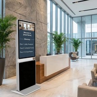 Soporte de pie para señalización LCD giratorio de 360° de 55 pulgadas, tótem interactivo con pantalla táctil, tablero publicitario para video wall comercial, fábrica OEM.