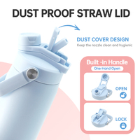 Nouvelle bouteille d'eau sport multifonctionnelle 4-en-1 de 24 oz avec couvercle anti-poussière, bec verseur et paille pour l'extérieur