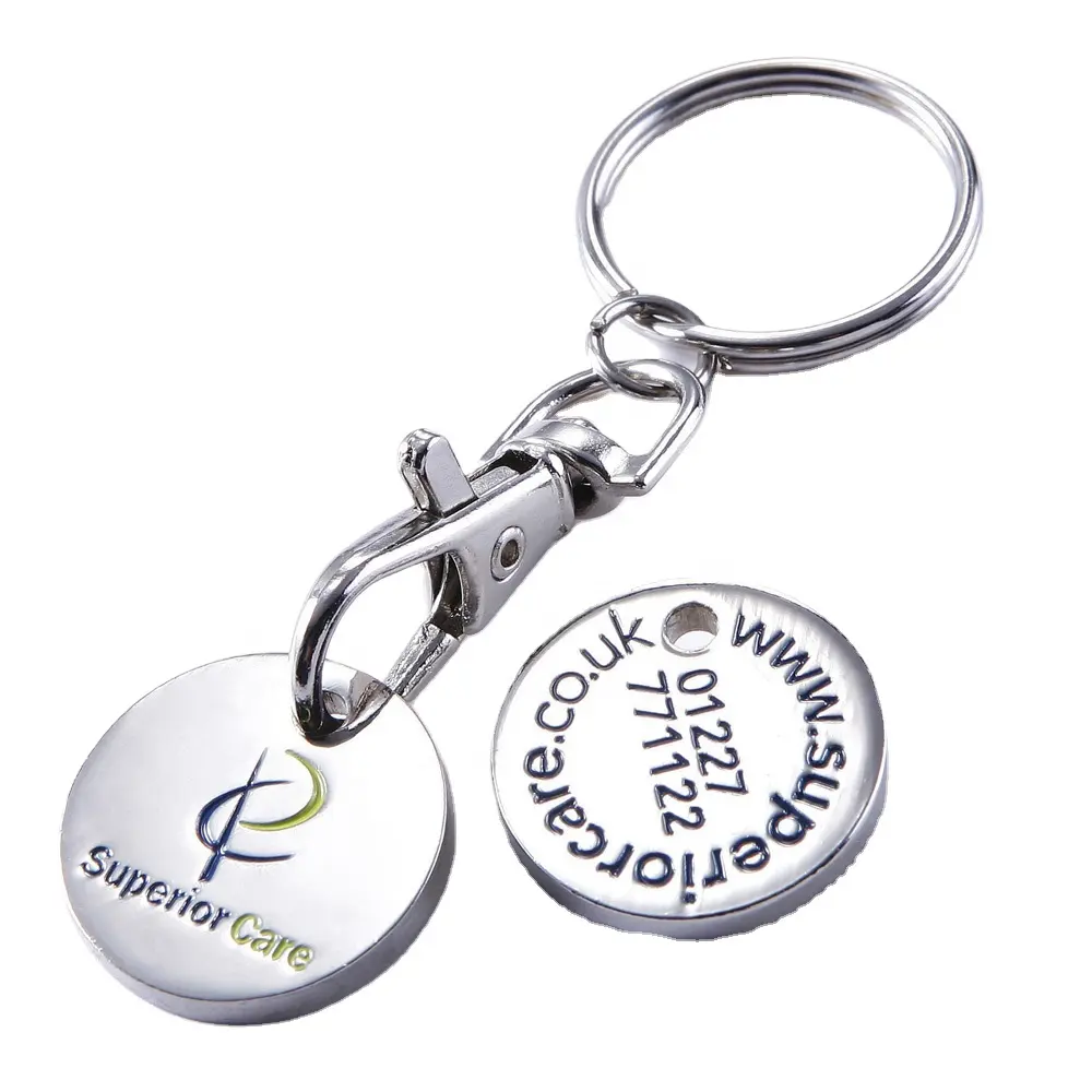 Wholesale Manufacturer Personalized Trolley Token Coin Keychain Sublimation Shopping Cart Coin Trolley Token