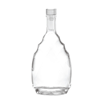 Bouteille en verre transparente de 750 ml au design unique et populaire, forme mini exotique, pour vin, whisky, vodka et tequila, avec bouchon en liège – Vente en gros