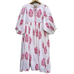 Robe longue imprimée bloc à la main tuniques indiennes femmes coton été robe en coton imprimé bloc à la main robe maxi en coton niveau - Product Image 1