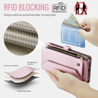 CaseMe Dompet Kulit Selempang untuk iPhone 16E 16 Pro 15 14 13 12 11 Pro XS Max XR 17 Air dengan Tali Bahu dan Kantong Resleting