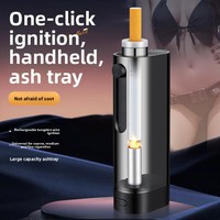 Cendrier portable anti-chute pour voiture, design créatif, avec briquet électronique rechargeable à filament de tungstène en métal, mains libres