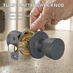 For Basics Tulip Passage <b>Door</b> <b>Knob</b> <b>Matte</b> <b>Black</b> Ambidextrous Easy Installation - Product Image 2