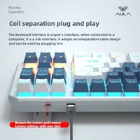 AULA F3087 87-키 풀 RGB 게임용 키보드 유선 안티 고스트 E 스포츠 기계식 데스크탑 키보드 금속 패널 게임 액세서리