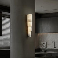 Applique murale moderne en marbre alabastre, applique en laiton LED E27 à intensité variable, éclairage intérieur pour chambre à coucher et salon