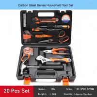 Ensemble d'outils à main pour la maison, kit d'outils de réparation en acier au carbone, clé à molette réglable, pinces, tournevis, boîte de rangement rigide pour la maison, le garage et l'atelier