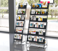 Présentoirs de sol métalliques sur mesure sans assemblage pour magazines, journaux et brochures, pour bibliothèques, bureaux et expositions