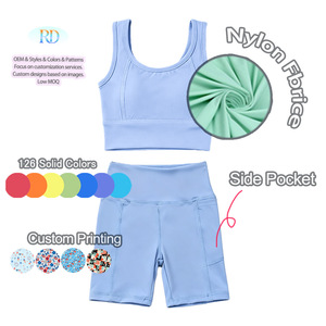Conjunto <span class=keywords><strong>de</strong></span> 2 piezas: Top corto y pantalón corto <span class=keywords><strong>de</strong></span> cintura alta <span class=keywords><strong>para</strong></span> gimnasio, yoga, deporte, ropa deportiva <span class=keywords><strong>para</strong></span> niñas, conjunto <span class=keywords><strong>de</strong></span> yoga, pantalón corto <span class=keywords><strong>de</strong></span> ciclista <span class=keywords><strong>para</strong></span> niños, conjuntos deportivos. - Product Image 6