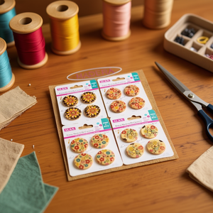 Bottone Decorativo in Legno Ilan 30mm con Design Floreale per Forniture Artigianali - Product Image 2