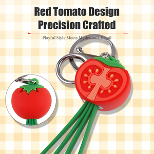 สายชาร์จ3 in 1รูปมะเขือเทศน่ารักพวงกุญแจแบบพกพา<span class=keywords><strong>3D</strong></span> 2.4A พีวีซีมะเขือเทศสายชาร์จ USB สำหรับ <span class=keywords><strong>iPhone</strong></span> - Product Image 3