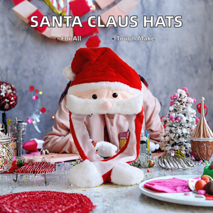 Yüksek kaliteli Polyester noel baba şapka <span class=keywords><strong>Moose</strong></span> manuel tasarım noel peluş tavşan kulak hareketli atlama şapka çocuk açık için - Product Image 2