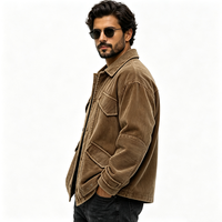 Veste cargo en velours côtelé délavé à l'acide pour homme, coupe oversize, style streetwear vintage, vêtement de travail écologique, poches à rabat, logo personnalisé d'usine, OEM